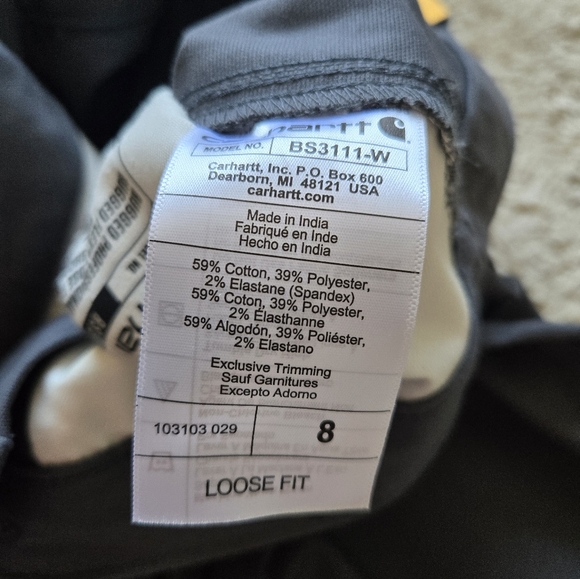 Carhartt Shorts Womens 8 Gray Canvas 10" Inseam - Picture 4 of 11